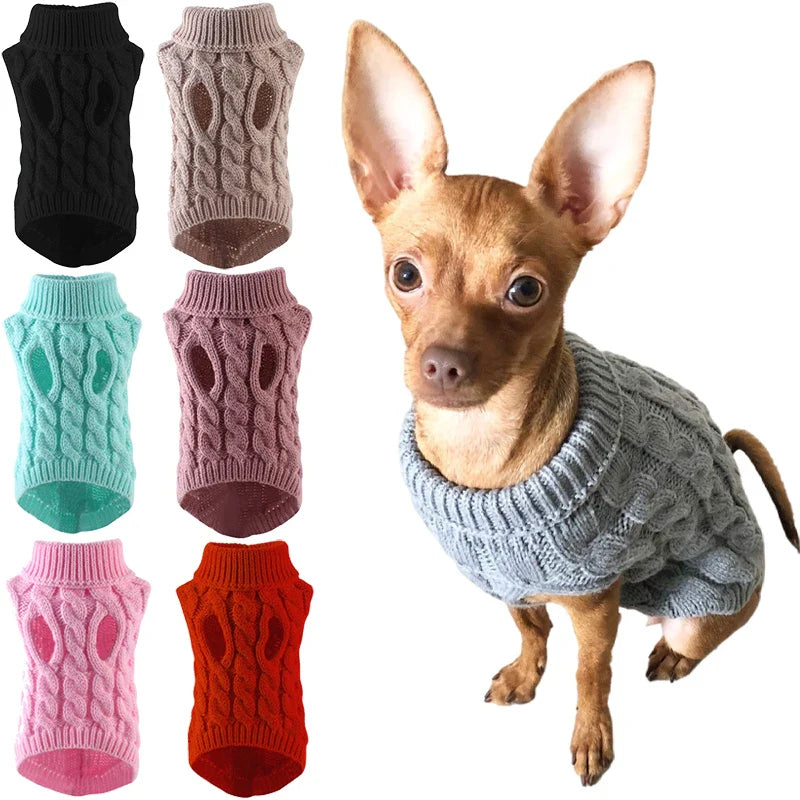 Camisola gola alta lã para cães