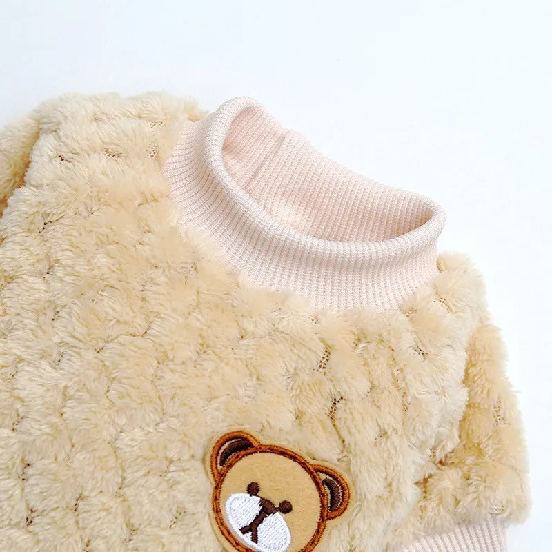 Camisola Aveludada Capuz urso